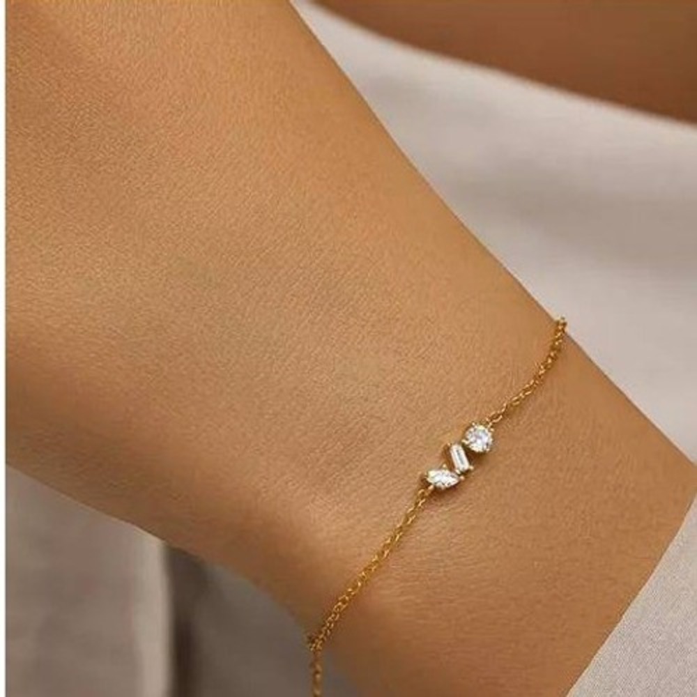 Hollywood Sensation‎ Bracelet Womens Cubic Zirconia Dainty Gold Chain Minimalist